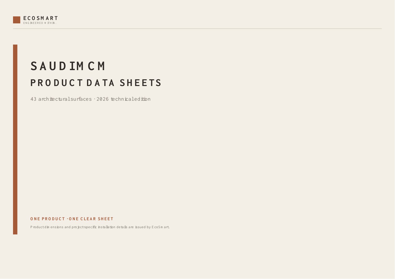 Cover — EcoSmart Saudi MCM Product Data Sheets